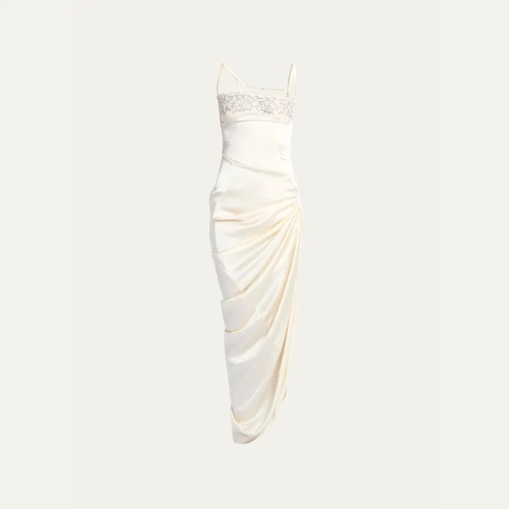 JACQUEMUS
La Saudade Longue Brodee Draped Midi Dress